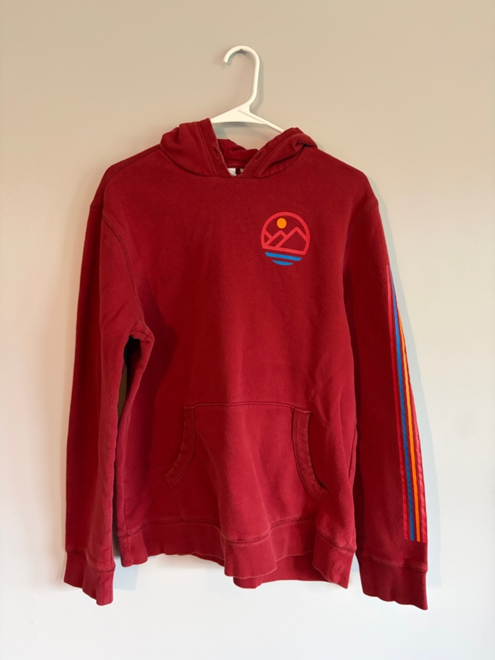 Large Maroon Graphic Hoodie with Sunset Mountain Logo